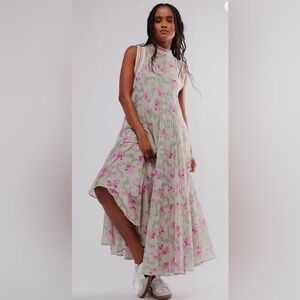 Fee people Floral Sleeveless Dress in Pink and Gray